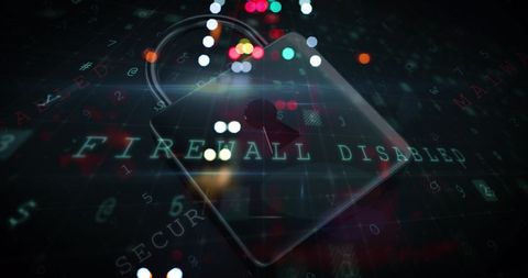 Cybersecurity breach concept with firewall disabled