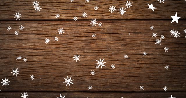 Falling Christmas Stars on Rustic Wooden Background - Download Free Stock Images Pikwizard.com