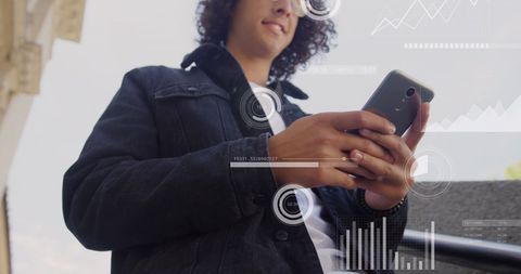 Digital data processing with smartphone and graphic overlays