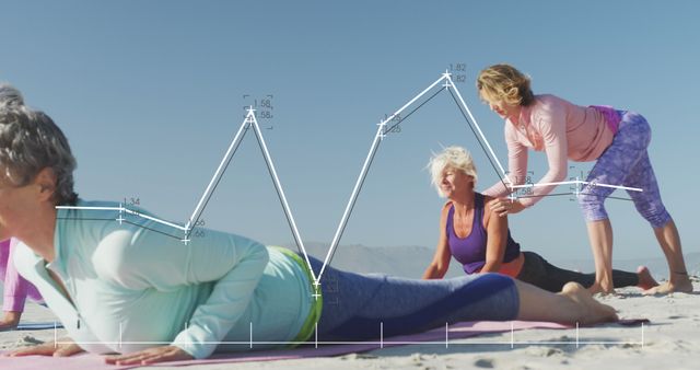 Senior Women Practicing Yoga on Beach with Fitness Coach Guiding - Download Free Stock Images Pikwizard.com