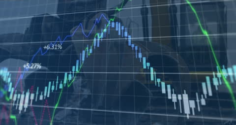 Financial Data Overlaying Junkyard Machinery Reflection