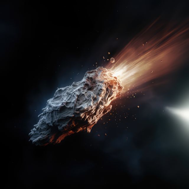 Burning Asteroid Flying Through Space with Fiery Tail - Download Free Stock Images Pikwizard.com