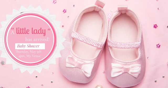 Baby Girl Shower Invitation with Pink Shoes - Download Free Stock Templates Pikwizard.com