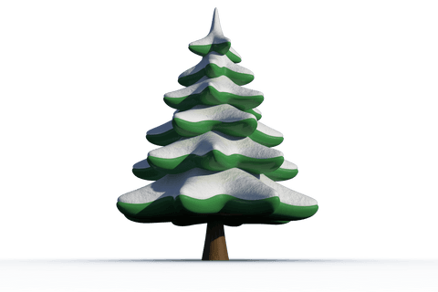 Festive Christmas Tree with Snow Transparent Background Illustration