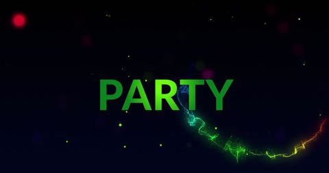 Colorful party text design with digital waves