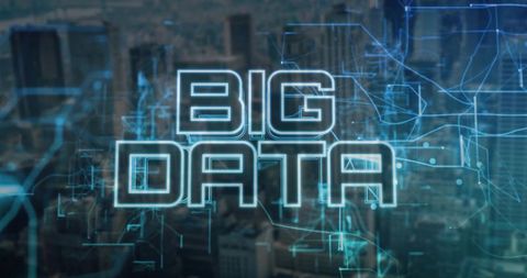 Futuristic big data concept over digital skyline