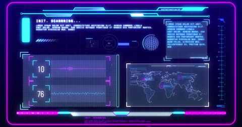 Futuristic Digital Interface with Data Processing and Global Map - Download Free Stock Images Pikwizard.com