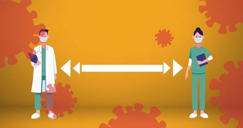 Healthcare Professionals Practicing Social Distancing in Pandemic