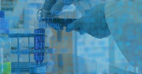 Doctor Interacting with Digital Data in Medicine Laboratory