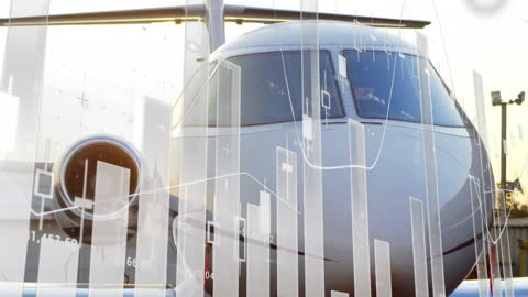 Airplane with Digital Financial Data Overlay