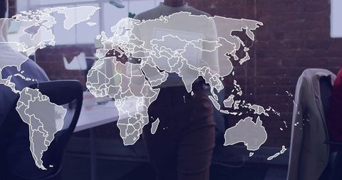 Businesswoman Leading Global Strategy Meeting with Tablet