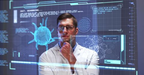 Scientist Exploring Digital Data on COVID-19 Impact and Genetic Mapping - Download Free Stock Images Pikwizard.com