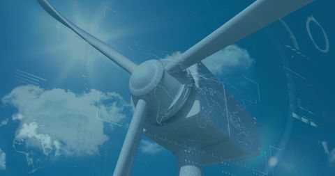 Technological Overlay on Solar-Energy Wind Turbine in Use - Download Free Stock Images Pikwizard.com