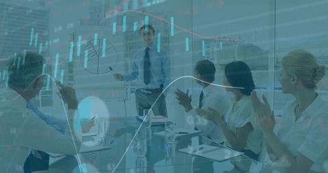 Presenter Highlights Data on Board in Modern Conference Room