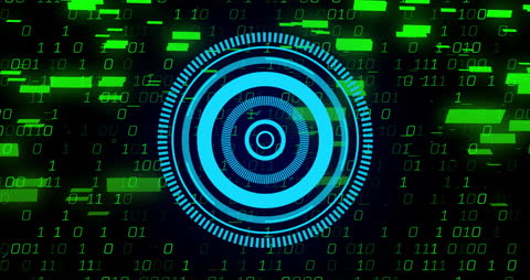 Futuristic Digital Scan with Binary Code Overlay