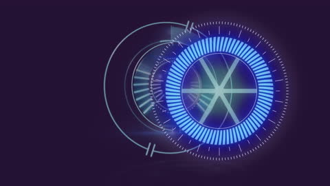 Futuristic Digital Interface with Neon Blue Technology Ring