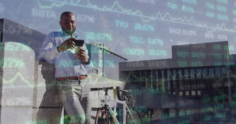 Businessman Checking Stocks on Smartphone in Urban Setting