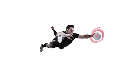 Dynamic capture of rugby player on transparent background