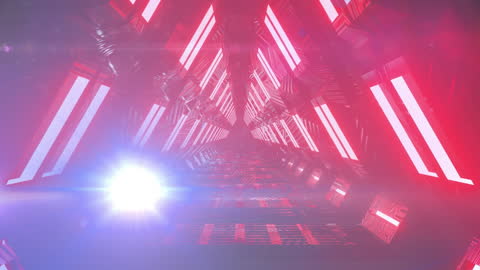 Futuristic Neon Tunnel with Vibrant Light Trails and Effects
