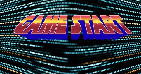 Game Start 3D Neon Text Over Futuristic Digital Grid