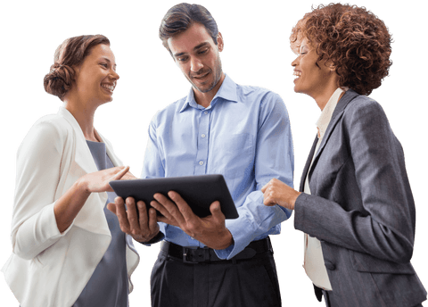 Businesspeople Discussing Project with Transparent Tablet - Download Free Stock Videos Pikwizard.com