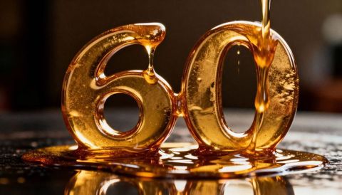 Pouring honey over amber 60 sculpture glinting golden viscous closeup