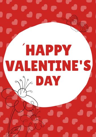 Valentine's Day Greetings with Heart and Floral Designs - Download Free Stock Templates Pikwizard.com