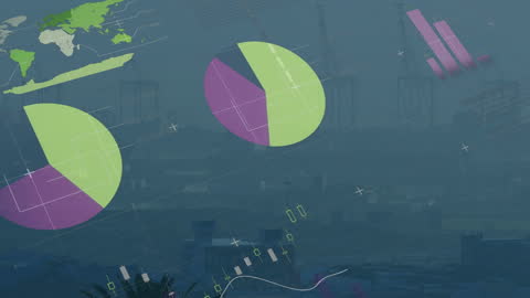 Digital Interface in Smog-covered Port Cityscape