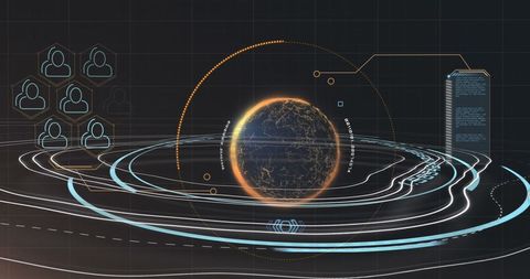 Digital Global Networking Interface with Rotating Circles - Download Free Stock Images Pikwizard.com