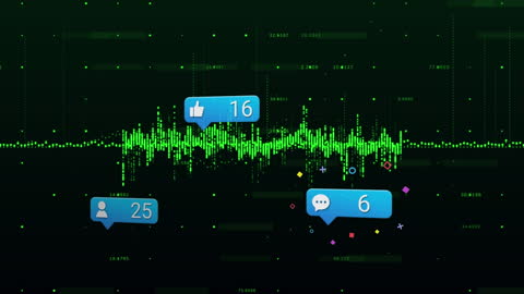 Digital Data Analysis with Social Media Engagement Icons
