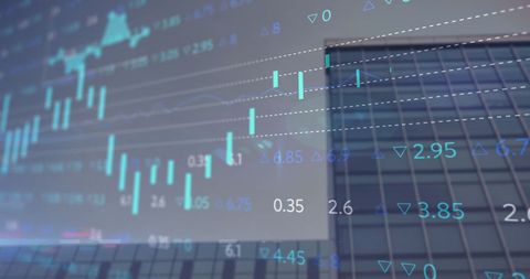 Financial Data Overlay on Corporate Office Background - Download Free Stock Images Pikwizard.com
