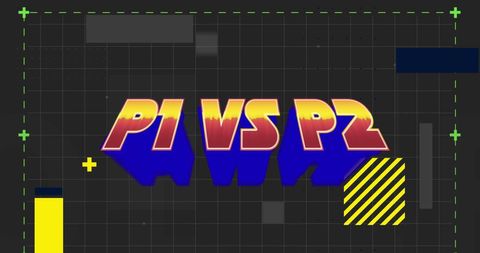 Retro arcade style competition banner with geometric elements