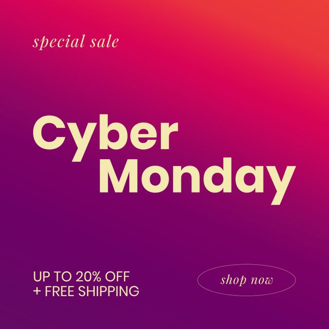 Image of cyber monday on purple and red background. Online shopping, sales, promotions, discount and cyber monday concept.