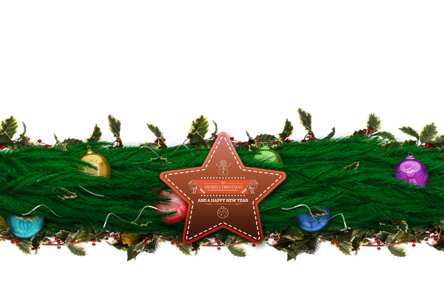 Transparent Christmas Garland with Fir Branches and Colorful Ornaments - Download Free Stock Videos Pikwizard.com