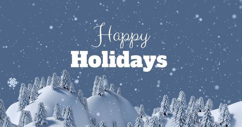 Snowy Winter Wonderland with Happy Holidays Message - Download Free Stock Images Pikwizard.com