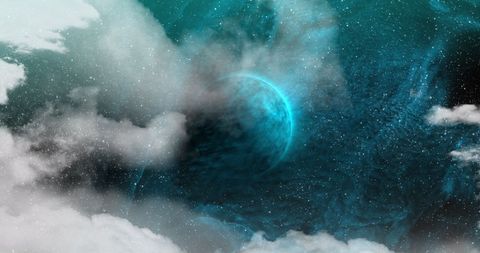 Mystical Blue Planet With Ethereal Clouds in Vast Cosmos - Download Free Stock Images Pikwizard.com