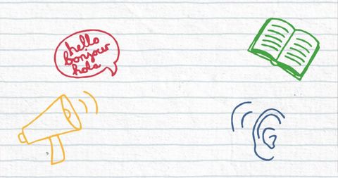 Colorful icons of school supplies illustrating education concept