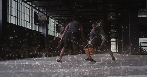 Basketball training with digital effects enhancing action