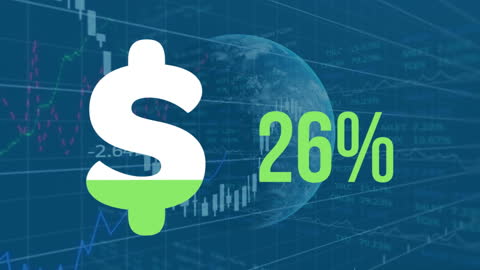 Dollar Symbol with Rising Graph and Global Stock Data