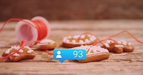 Christmas Cookies with Social Media Engagement Icon