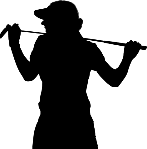 Female Golf Player Silhouette on Transparent Background