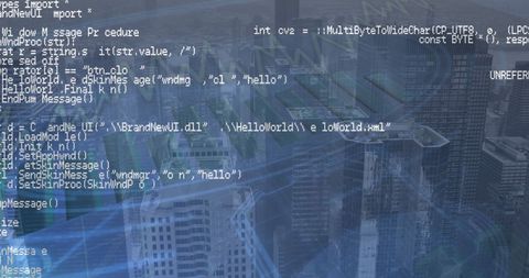 Abstract Data Processing Over Cityscape and Office Desk - Download Free Stock Images Pikwizard.com