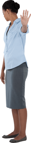 transparent businesswoman showing stop gesture in gray skirt - Download Free Stock Videos Pikwizard.com