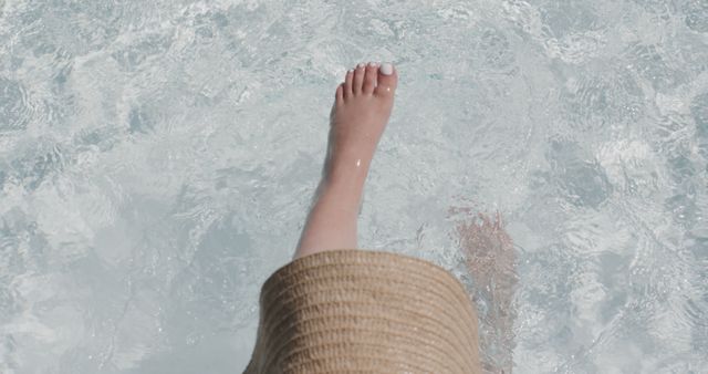 Close-up of Person's Foot with White Nail Polish in Clear Water - Download Free Stock Images Pikwizard.com