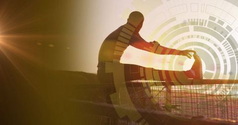 Digital Technology Overlay on Outdoor Workout Routine