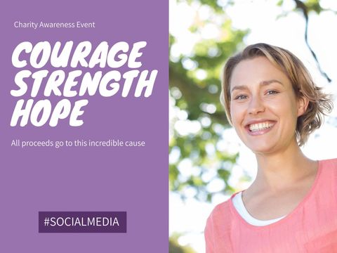 Smiling Woman Embracing Courage and Hope for Charity Event - Download Free Stock Templates Pikwizard.com