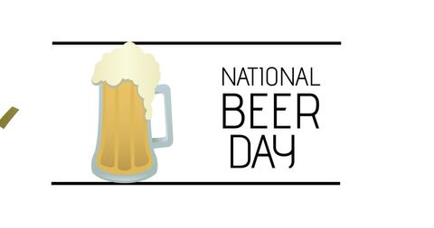 Celebratory graphic for national beer day with overflowing mug