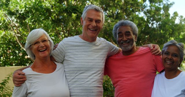 Happy Seniors Socializing Outdoors - Download Free Stock Images Pikwizard.com