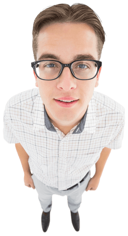 Transparent Geeky Hipster Smiling Confidently to Camera - Download Free Stock Videos Pikwizard.com