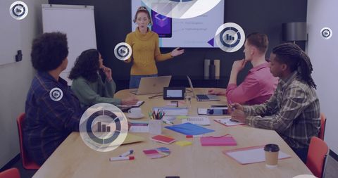 Diverse Team Engaged Conference Room Business Presentation